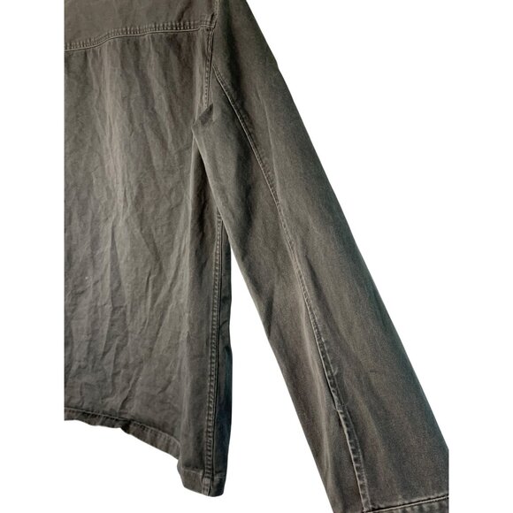 Allsaints Firebase Mens Large Olive Denim Shirt EUC Flap Pockets RII10585 - Picture 7 of 10